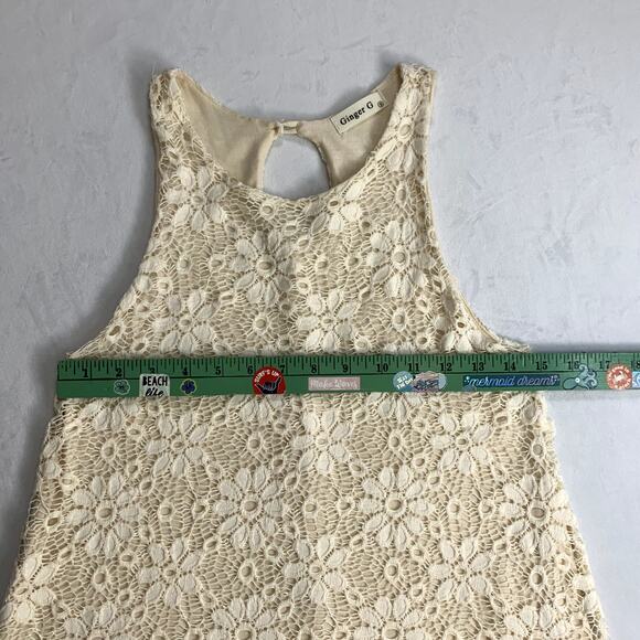 Ginger G Floral Knit Above Knee A-Line Lace Dress Lined Off White Cream Size S - Picture 8 of 16